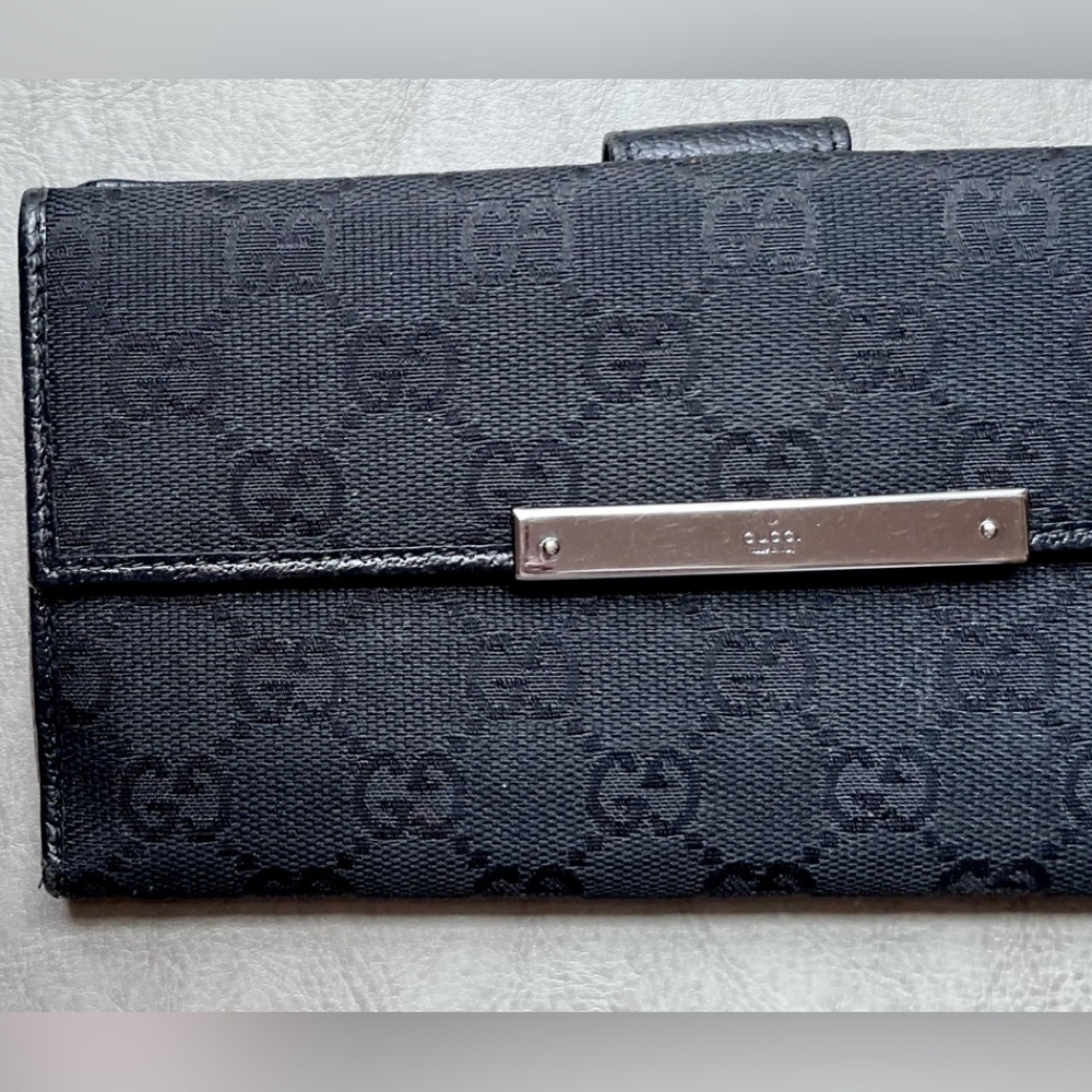 GUCCI Black Supreme Canvas and Leather Wallet - Picture 14 of 16